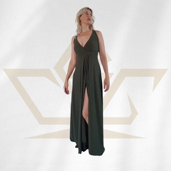 sassy-wrap-dress-green-design-slit-custom-design-made-fitted-rcg-clothing